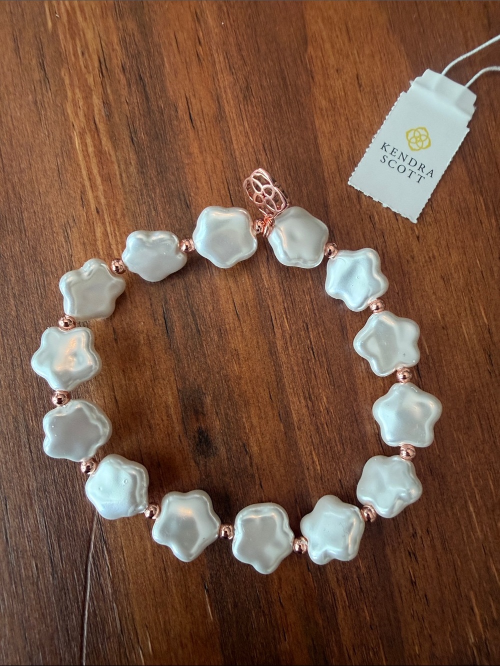 Kendra Scott Pearl Flower Stretch Bracelet with Rose Gold Accents - Picture 4 of 5
